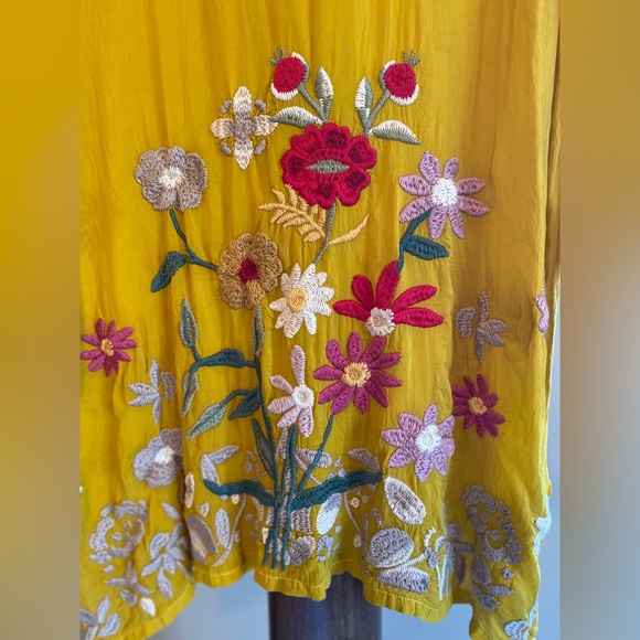 Johnny Was embroidered Edith Tunic yellow gold XL - Picture 11 of 14